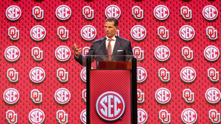 Oklahoma head coach at 2024 SEC Football Media Days in Dallas.