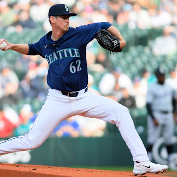 Seattle Mariners starting pitcher Emerson Hancock throws during a game against the Chicago White Sox on June 13 at T-Mobile Park.