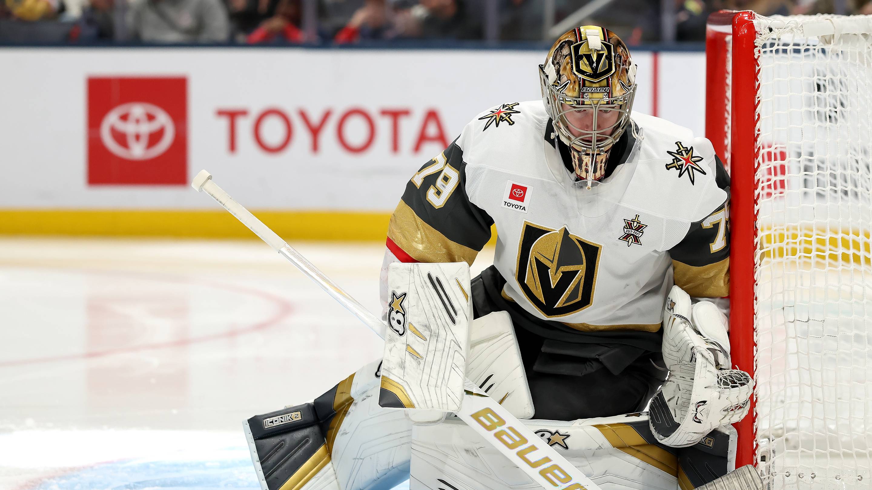 Carter Hart leaves Tuesday’s practice with an apparent injury