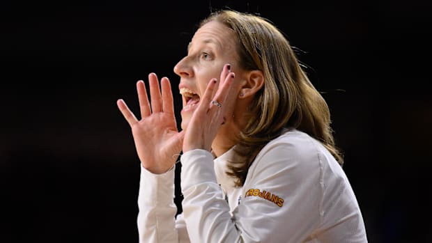 USC Trojans head coach Lindsay Gottlieb during an NCAA Women’s Tournament 2nd round game against the Kansas Jayhawks
