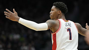 Arizona guard Caleb Love (1) leads the Wildcats in scoring this season.