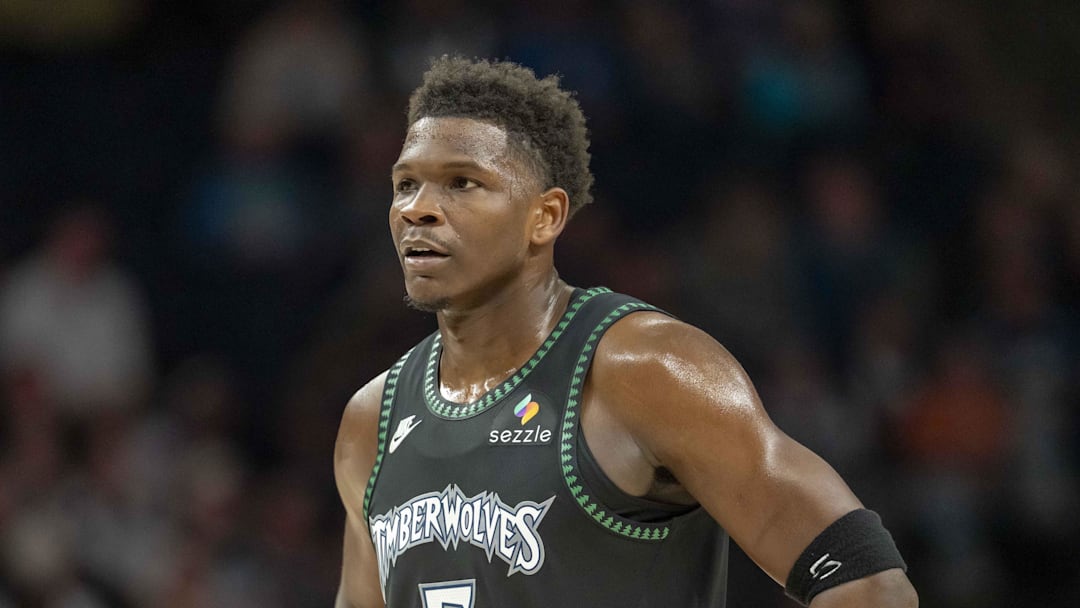 Mar 3, 2026; Minneapolis, Minnesota, USA; Minnesota Timberwolves guard Anthony Edwards (5) in the second half against the Memphis Grizzlies at Target Center. Mandatory Credit: Jesse Johnson-Imagn Images Mar 3, 2026; Minneapolis, Minnesota, USA; Minnesota Timberwolves guard Anthony Edwards (5) in the second half against the Memphis Grizzlies at Target Center. Mandatory Credit: Jesse Johnson-Imagn Images