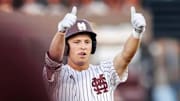 Mississippi State Infielder Ace Reese (#3) during the game between the Memphis Tigers and the Mississippi State Bulldogs at Dudy Noble Field at Polk-Dement Stadium in Starkville, MS.