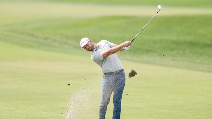 Wyndham Clark hits an approach shot at the 2025 Arnold Palmer Invitational