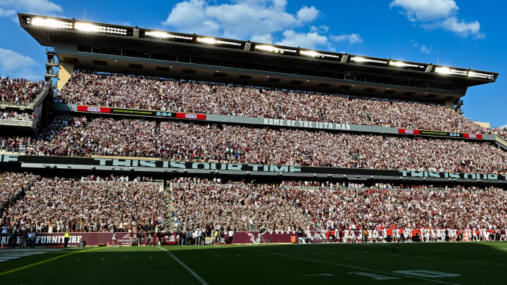 Sep 2, 2023; College Station, Texas, USA; A general view of the fans prior to the start of the game between and the New Mexico Lobos and the Texas A&M Aggies at Kyle Field. 