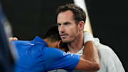 Novak Djokovic hugs his coach Andy Murray after a quarterfinals win at the Australian Open.