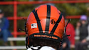 Princeton commemorated its co-invention of college football with this helmet sticker in 2019.
