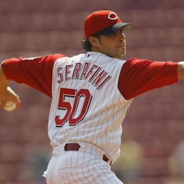 Dan Serafini pitches against the Pirates in 2003.