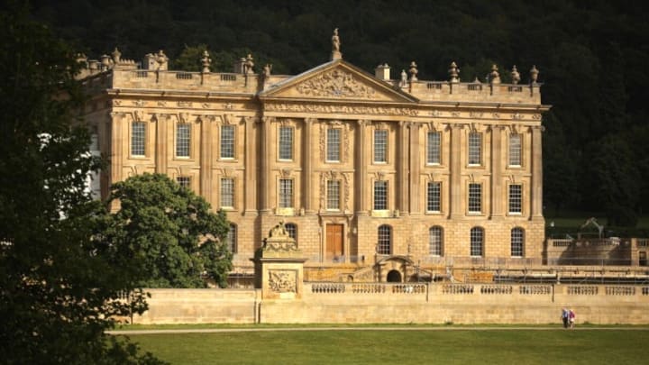 A view of Chatsworth House, known to Jane Austen fans as Mr. Darcy’s Pemberley.