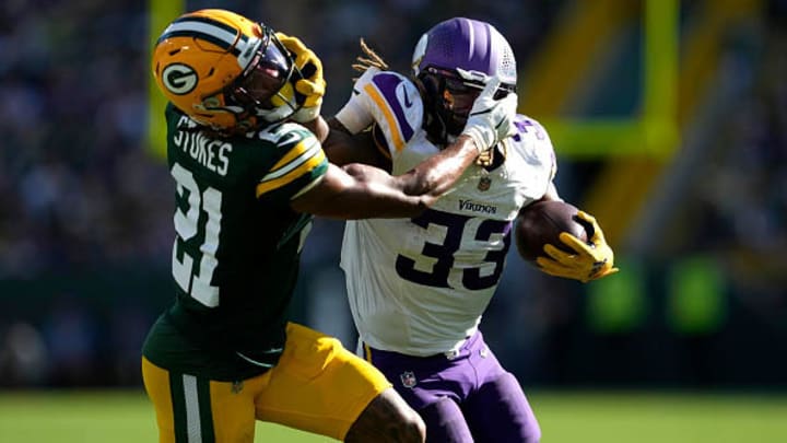 Jones tallied 139 total yards in the Vikings' win over the Packers at Lambeau Field. Jones tallied 139 total yards in the Vikings' win over the Packers at Lambeau Field.