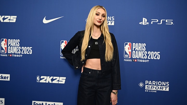 Cameron Brink poses for a photo before the game between the Indiana Pacers and San Antonio Spurs as part of NBA Paris Games 2025 on January 25, 2025 at Accor Arena in Paris, France. Cameron Brink poses for a photo before the game between the Indiana Pacers and San Antonio Spurs as part of NBA Paris Games 2025 on January 25, 2025 at Accor Arena in Paris, France.