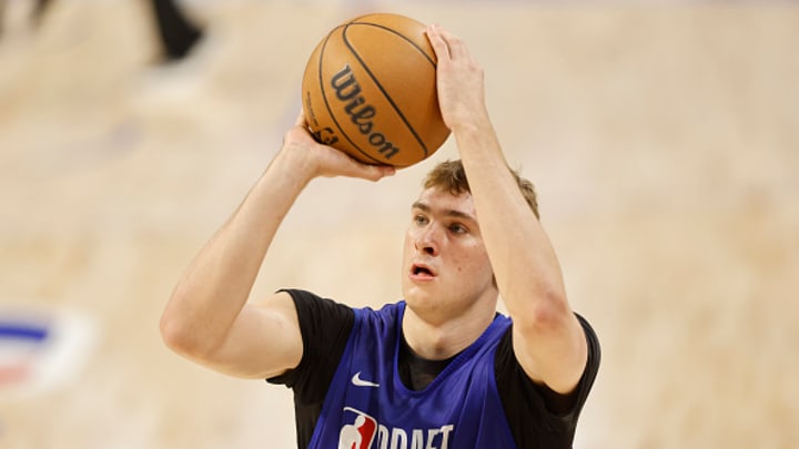 Cooper Flagg durante el Combine de la NBA 2025 en la Wintrust Arena. Cooper Flagg durante el Combine de la NBA 2025 en la Wintrust Arena.