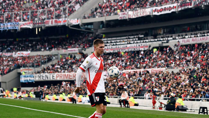 Franco Mastantuono en un River-Lanús.