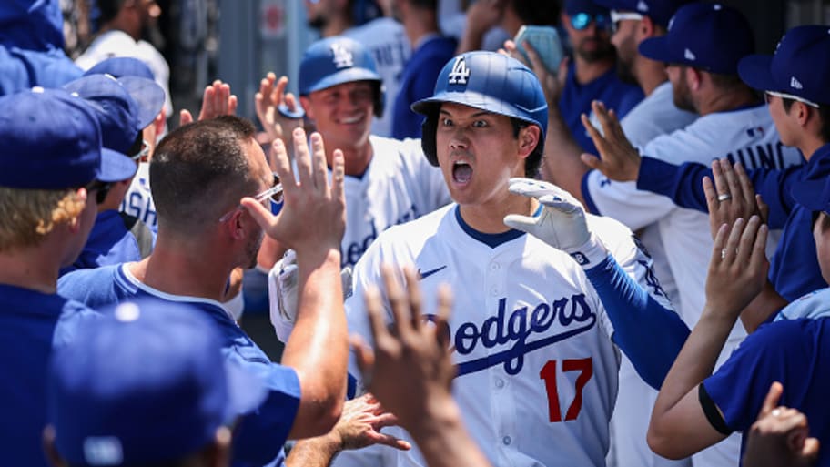 Shohei Ohtani had a very intense look on his face as he celebrated his 1,000th career hit. | Photo by Luke Hales / Getty Images