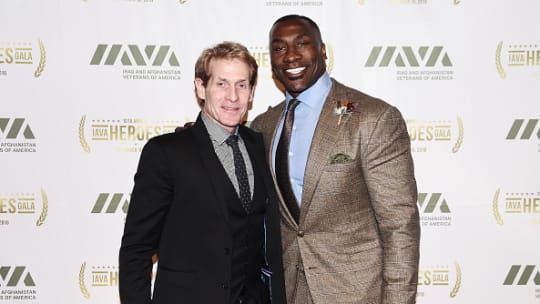Skip Bayless (left) and Shannon Sharpe (right) attends the 2016 IAVA Heroes Gala.