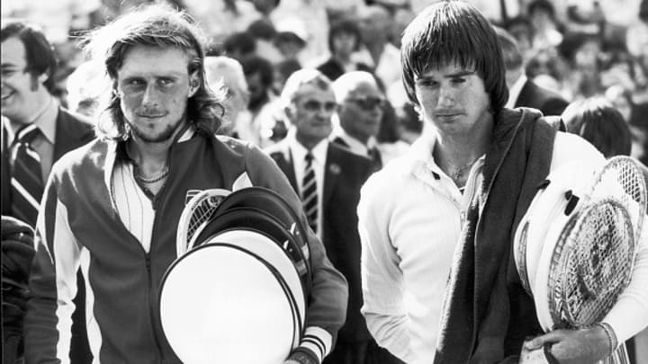 Borg y Connors durante la edición de Wimbledon de 1977.