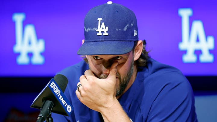 Dodgers pitcher Clayton Kershaw emotionally talks about his retirement.