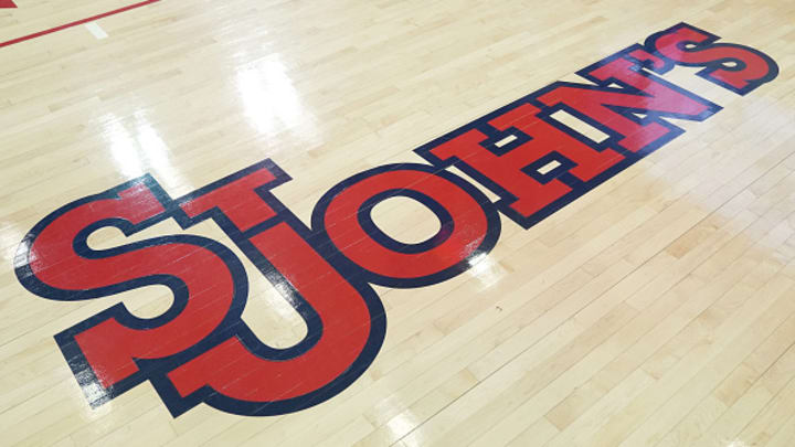 The floor of Carnesecca Arena before St. John's' 81–78 loss to Creighton on Feb. 23, 2022. The floor of Carnesecca Arena before St. John's' 81–78 loss to Creighton on Feb. 23, 2022.