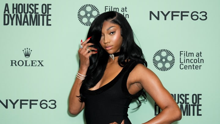 Angel Reese at the ‘A House of Dynamite’ premiere at the New York Film Festival in September. Angel Reese at the ‘A House of Dynamite’ premiere at the New York Film Festival in September.