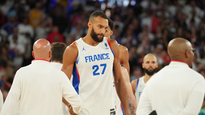 France center Rudy Gobert during the quarterfinals against Canada at the 2024 Olympics. 