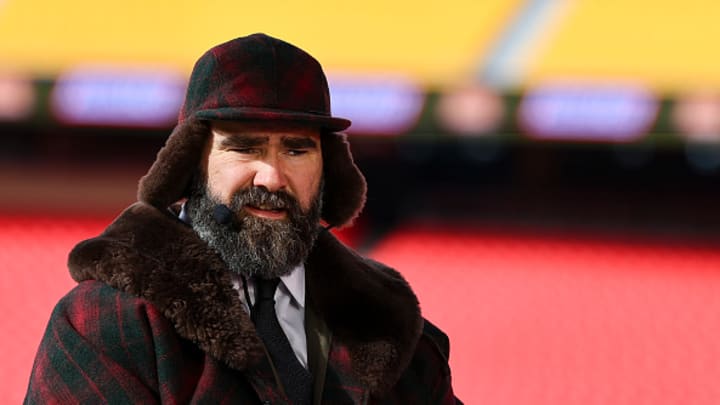 ESPN analyst Jason Kelce on set prior to the AFC Divisional playoff game between the Kansas City Chiefs and the Houston Texans at GEHA Field at Arrowhead Stadium on January 18, 2025 in Kansas City, Missouri. ESPN analyst Jason Kelce on set prior to the AFC Divisional playoff game between the Kansas City Chiefs and the Houston Texans at GEHA Field at Arrowhead Stadium on January 18, 2025 in Kansas City, Missouri.