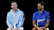 Andy Murray and Novak Djokovic talk to media during a practice session ahead of the Australian Open.