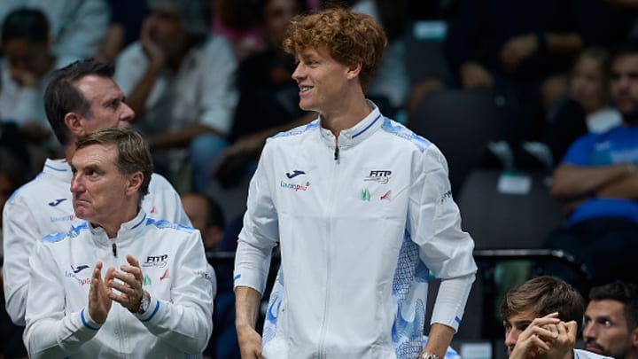 Sinner durante una comparecencia en Copa Davis con Italia.