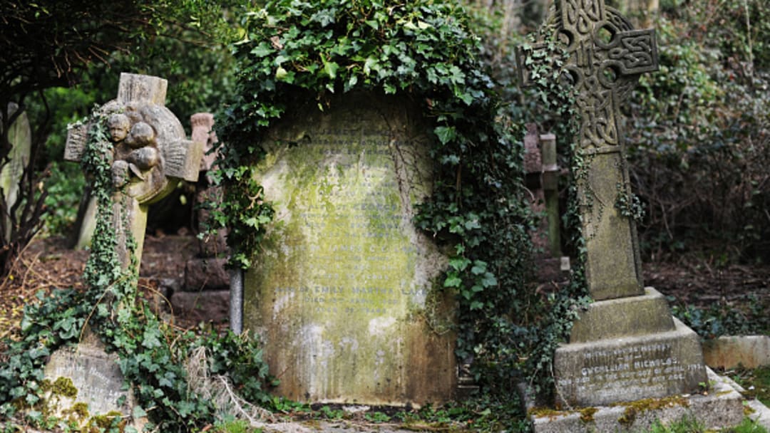 The beautiful ruins of Highgate Cemetery in London.