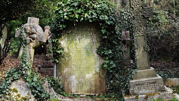 The beautiful ruins of Highgate Cemetery in London.