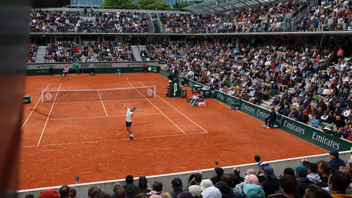 Una vista general de la pista Simonne-Mathieu. 