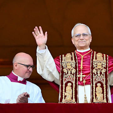 Pope Leo XIV greets the world upon his election.