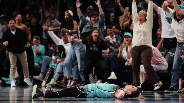 Sabrina Ionescu hit a “night, night” shot against the Lynx at Barclays Center on Tuesday.