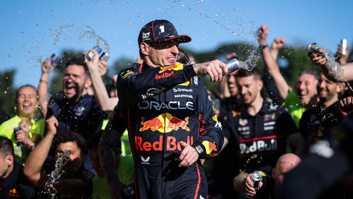El piloto Max Verstappen tras el triunfo en Italia. 