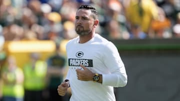 Sep 15, 2024; Green Bay, Wisconsin, USA;  Green Bay Packers head coach Matt LaFleur prior to the game against the Indianapolis Colts at Lambeau Field. Mandatory Credit: Jeff Hanisch-Imagn Images