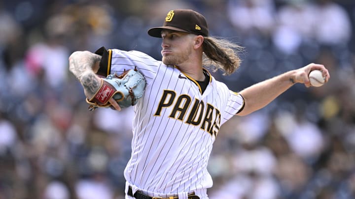 Sep 20, 2023; San Diego, California, USA; San Diego Padres relief pitcher Josh Hader (71) throws a