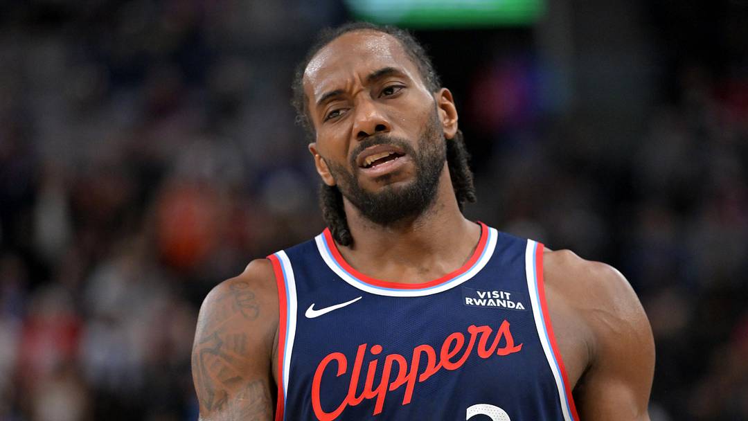 Apr 8, 2026; Inglewood, California, USA;  Los Angeles Clippers forward Kawhi Leonard (2) reacts after a missed basket in the second half against the Oklahoma City Thunder at Intuit Dome. Mandatory Credit: Jayne Kamin-Oncea-Imagn Images
