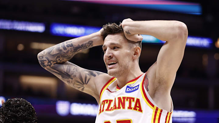 Atlanta Hawks forward Vit Krejci reacts after being called for a foul against the Sacramento Kings during the third quarter at Golden 1 Center