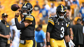 Pittsburgh Steelers quarterbacks Russell Wilson and Justin Fields