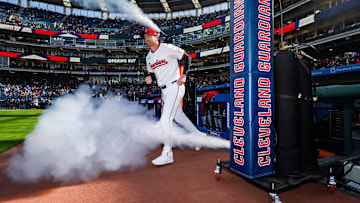 Apr 8, 2025; Cleveland, Ohio, USA; Cleveland Guardians pitcher Shane Bieber is introduced before the home opening game between the Guardians and the Chicago White Sox at Progressive Field. Mandatory Credit: Ken Blaze-Imagn Images