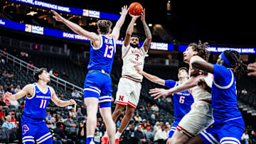 Nebraska guard Brice Williams shoots against Boise State in the College Basketball Crown semifinals in Las Vegas.