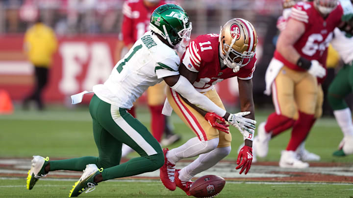 Aiyuk caught two passes for 28 yards on five targets in the 49ers' Week 1 win over the Jets.