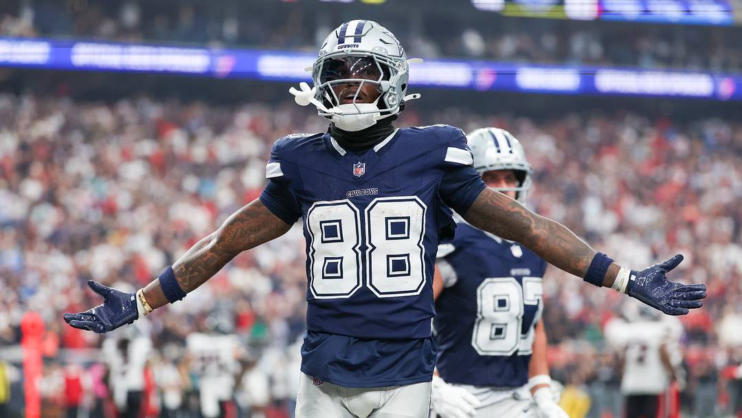 Dallas Cowboys wide receiver Ceedee Lamb (88) reacts to his touchdown reception agains the Houston Texans at Reliant Stadium. 