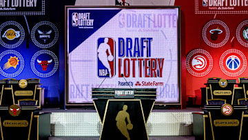 May 14, 2019; Chicago, IL, USA; A general view of the stage prior to the 2019 NBA Draft Lottery at the Hilton Chicago. Mandatory Credit: Patrick Gorski-Imagn Images
