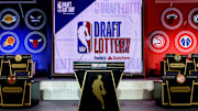 A general view of the stage prior to the NBA Draft Lottery.