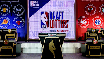 A general view of the stage prior to the NBA Draft Lottery.