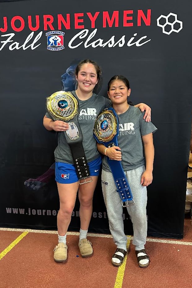 Blair Academy's Sarah Henckel (left) and Marie Sharp won titles at the 2025 Journeyman Fall Classic.