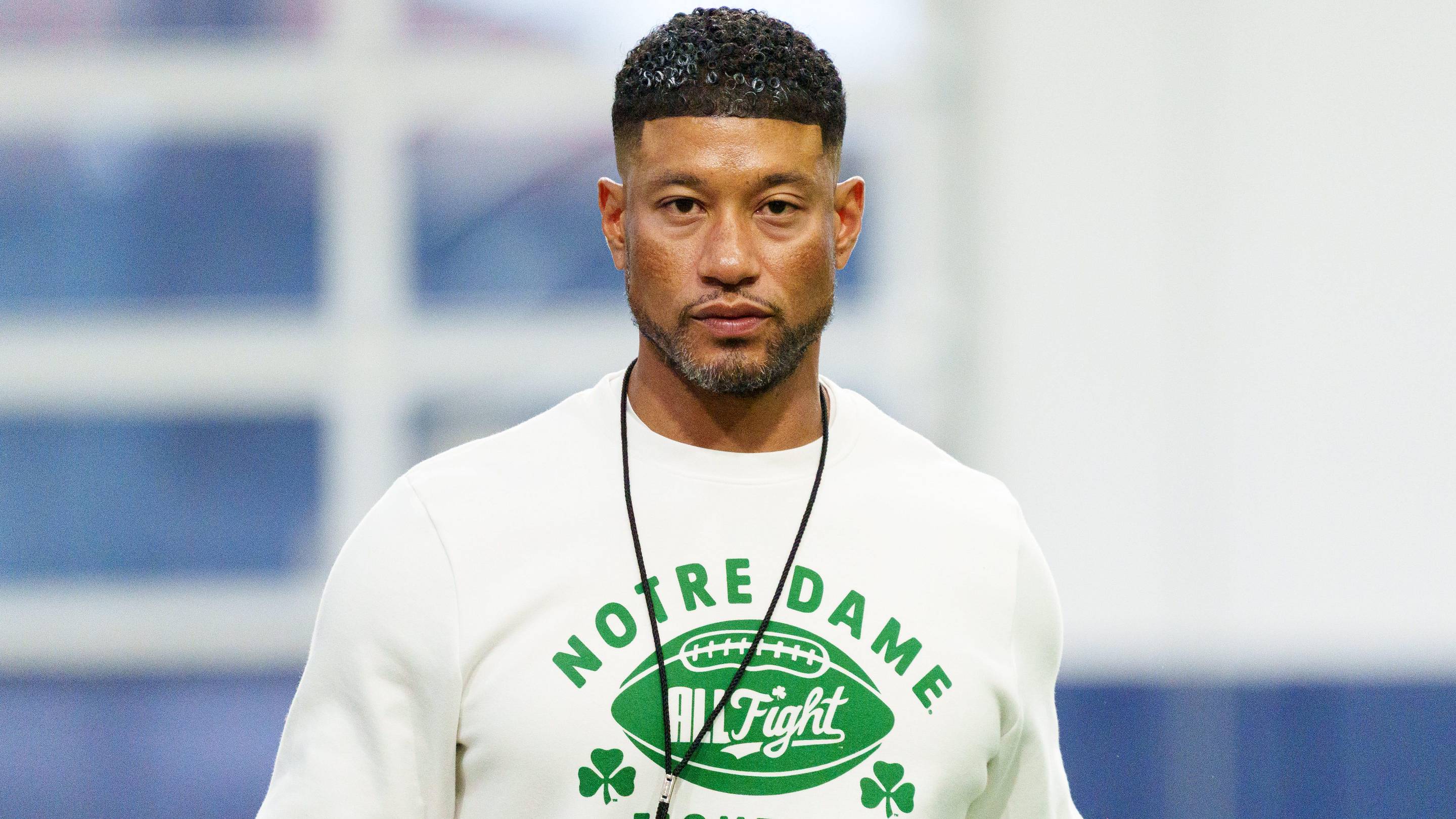 Head coach Marcus Freeman during a Notre Dame football practice at Irish Athletic Center on Saturday, April 18, 2026, in South Bend.