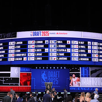 General view after the first round of the 2025 NBA Draft at Barclays Center. 