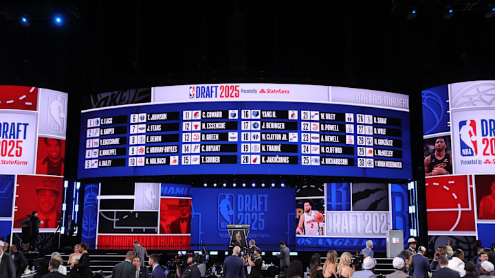 Jun 25, 2025; Brooklyn, NY, USA;  General view after the first round of the 2025 NBA Draft at Barclays Center. Mandatory Credit: Brad Penner-Imagn Images