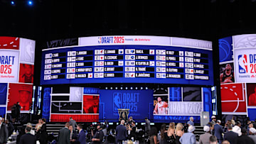 Jun 25, 2025; Brooklyn, NY, USA;  General view after the first round of the 2025 NBA Draft at Barclays Center. Mandatory Credit: Brad Penner-Imagn Images